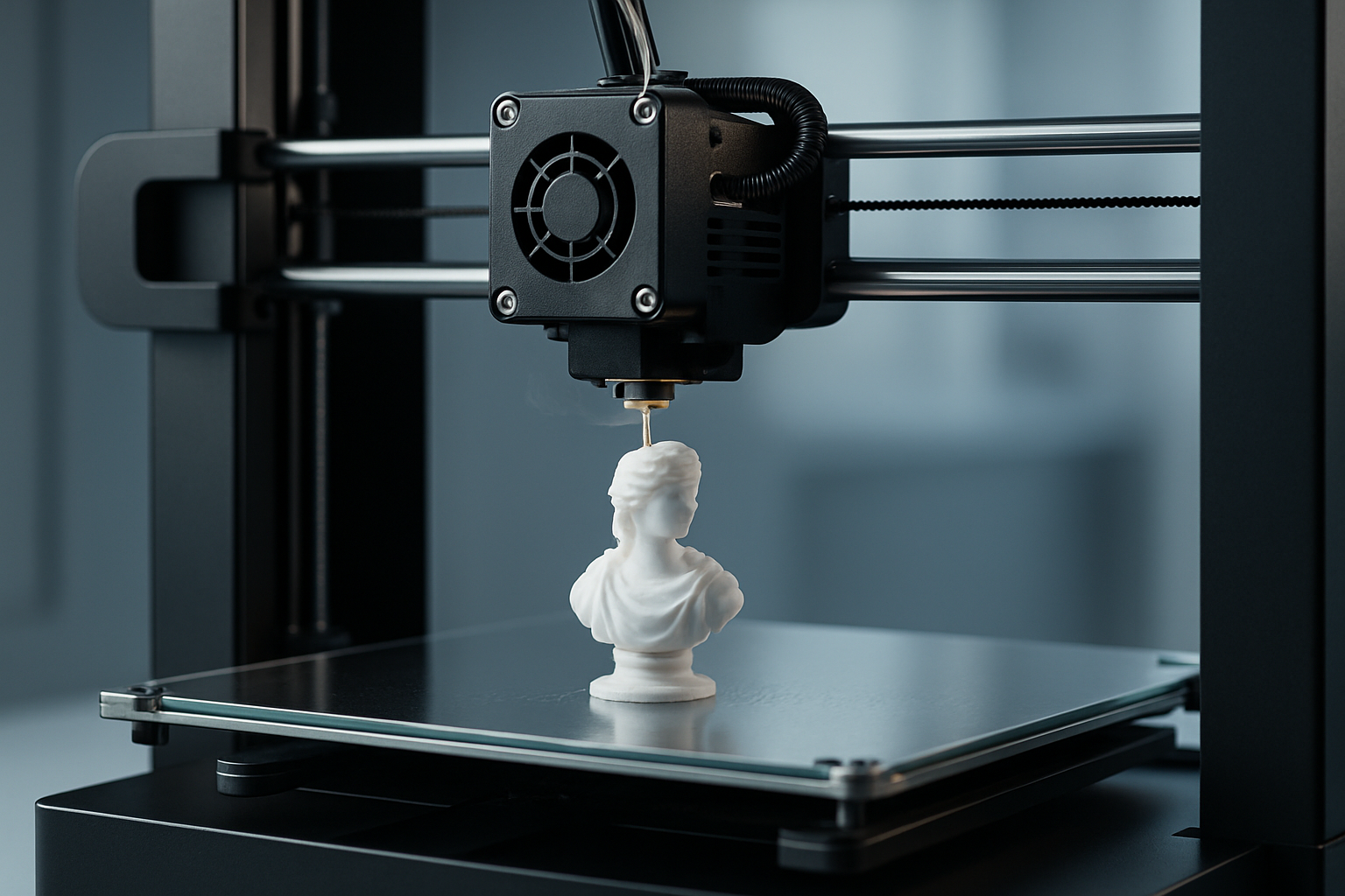 3d printer showing an item being printed.